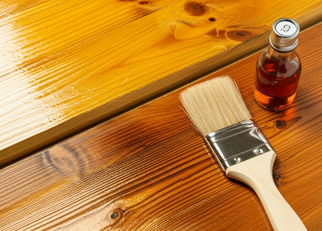 Generate a high-quality, relevant image prompt for an article about: Does Tung Oil Darken Wood: Esse