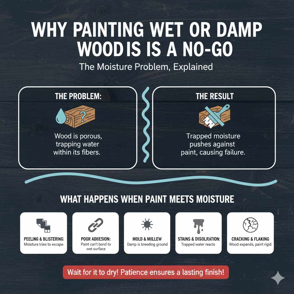 Why Painting Wet or Damp Wood is a No-Go