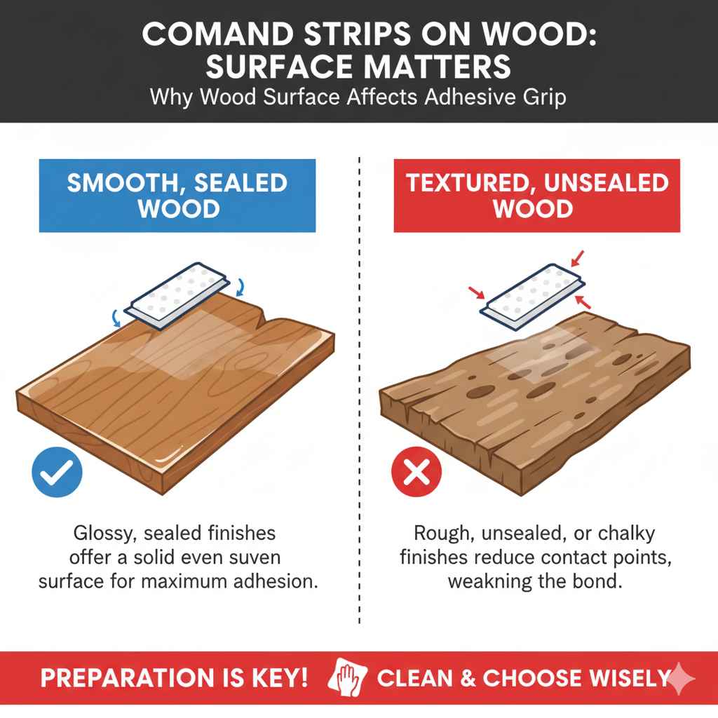 Why Wood Surface Matters for Command Strips