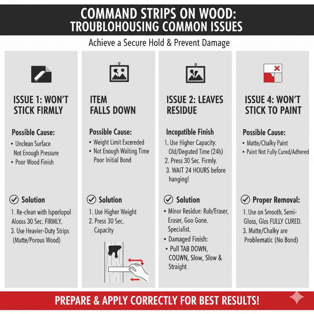 Troubleshooting Common Issues with Command Strips on Wood