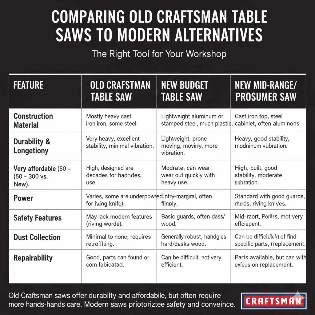 Comparing Old Craftsman Table Saws to Modern Alternatives