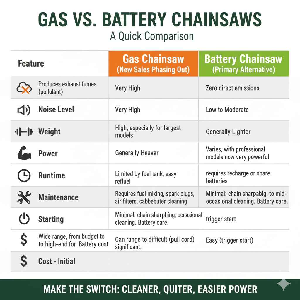 Gas vs. Battery Chainsaws - A Quick Comparison